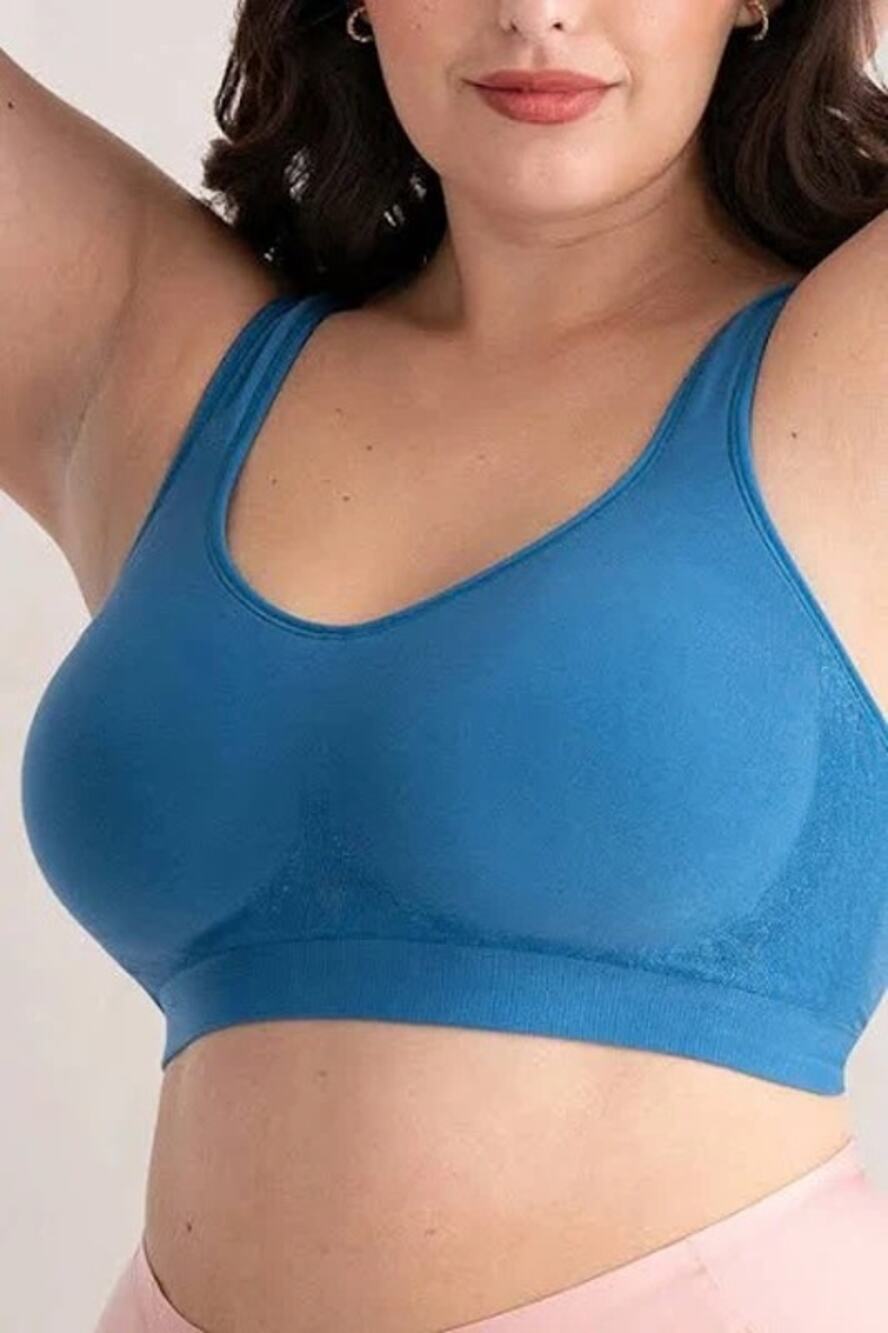 SHAPERMINT Truekind® NIP $55 BLUE Daily Comfort Wireless Shaper Bra Size 2XL